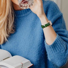 BISONSTRAP Leather Watch Straps, Soft Replacement Straps with Polished Buckle, 8 mm, 10 mm, 12 mm, 14 mm, 16 mm, 18 mm, 19 mm, 20 mm, Green with golden buckle, Strap.