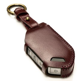 Vitodeco Luxury Premium Genuine Leather Smart Key Fob Case Cover Protector Compatible with Kia Carnival MPV, Sportage, Telluride, Sorento, EV6, EV9, K4, K5 (2022-2026 Models) - 5-Button, Tocora Red