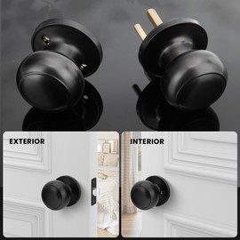 Haidms Black Passage Door Knobs Interior, Classic Matte Black Interior Door Lock knobs Closet, Round Black Closet Door Knobs Set for Hallway(5 Pack)