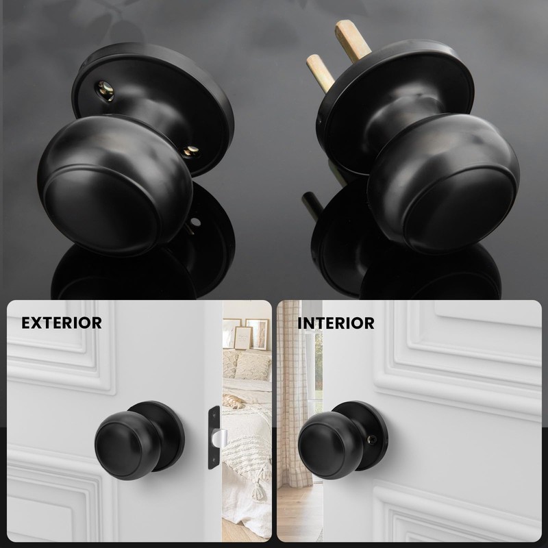 Haidms Black Passage Door Knobs Interior, Classic Matte Black Interior