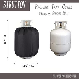 SIRUITON Propane Gas Tank Cover Fits Standard 20 lb Tank Cylinder, Travel Trailer Propane Tank Cover,1Storage Pockets,Water & Wear-Resistant, Black