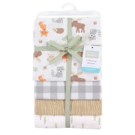 Hudson Baby 4 Piece Flannel Receiving Blanket, Woodland, One Size