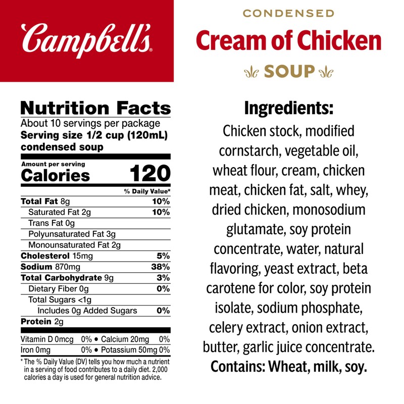 Campbell's Condensed Cream of Chicken Soup, 10.5 oz Can (4