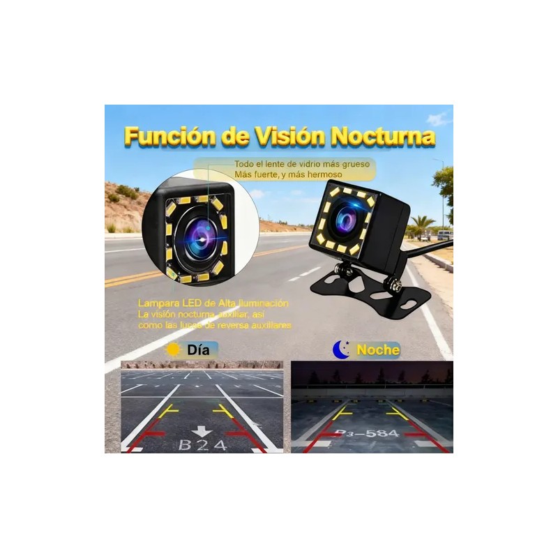 Cámara De Respaldo Impermeable Hd 12led Nocturna Conexion