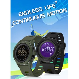 DIDITIME Sports Digital Watch for Men Tactical Watches with Pedometer Waterproof Watch for Women/Men Fitness Watch Work Watch Outdoors Military Watches Mens Wrist Watches with Step Counte Black
