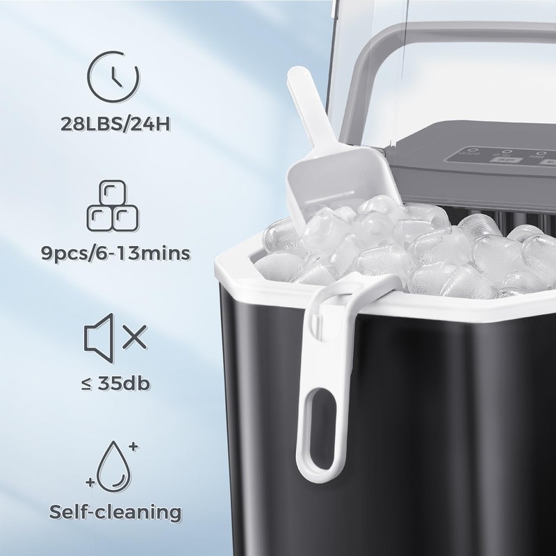 Antarctic Star Countertop Ice Maker with S/L Bullet Ice, 28