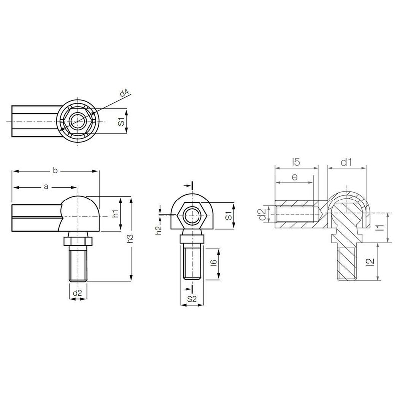 Angle joint right-hand thread WGRM-04 LC MS / d1 =