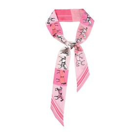 JERLA 100% Mulberry silk Scarf Bag scarf Head Hair Ribbon Handbag Handle wrap Tie Bundle Scarf Neckerchief Scarf for women, Pink Horse, 49.21"×2.56"