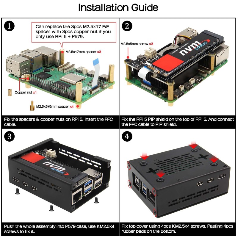 Geekworm Raspberry Pi 5 Case (P579), Compatible with Pi 5