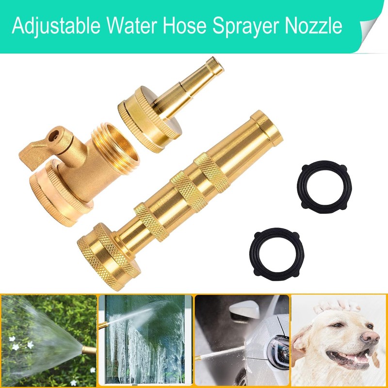 Solid Brass Heavy Duty Adjustable Twist Hose Nozzle,CM CUMIZON Jet
