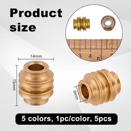 OLYCRAFT 5Pcs 5 Colors Brass Lanyard Beads 6mm Hole Brass Paracord Beads Grooved Tube Beads Column Spacer Beads Lanyard Beads DIY Jewelry Charms Accessories for Bracelet Necklace Jewelry Making