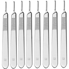 Scalpel Handle Flat Design, Plain with Grip Grooves - Stainless Steel Scalpel Handle - for Taxidermy, Crafts, Wood Carving, Wax Carving, and More. Blades Not Included (10, Handle #3)