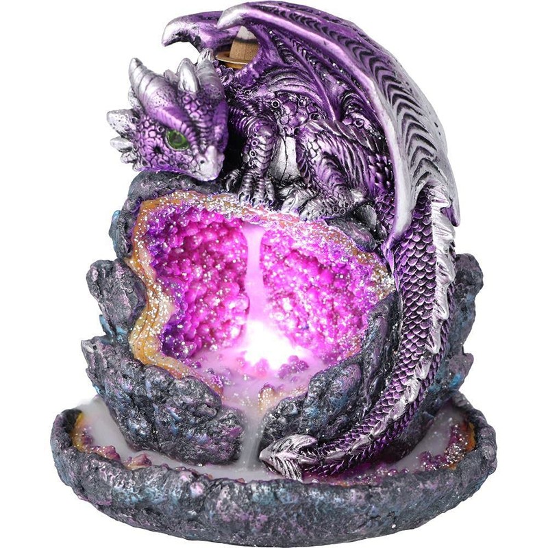 Nemesis Now Crystalline Protector Purple Dragon Geode Backflow Incense Burner