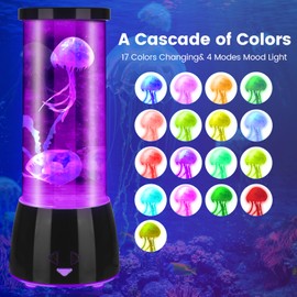 Eadaiylon Jellyfish Lamp 17 Color Changing with 4 Modes, Electric Jellyfish Lave Lamp Tank Table Night Light LED Mood Lamp Home Decor for Relax, Christmas Birthdays Gifts for Girls Kids Women(Black)
