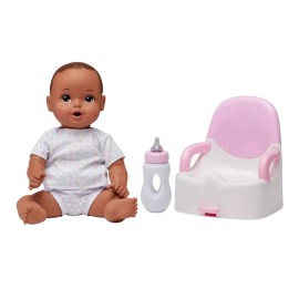 Perfectly Cute Feed & Wet 14" Baby Set - Dark Brunette with Brown Eyes Brand New