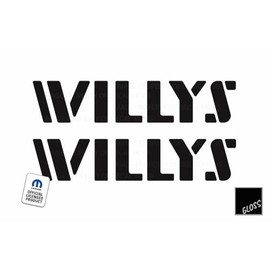 Decal Mods Willys Hood Graphic Decal/Sticker fits Jeep Wrangler JK/JL/JT (2007-2024) Black Gloss CB (Set of 2) | SJ1G7