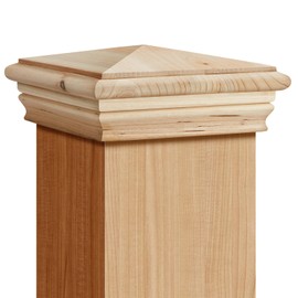 Geetery 4 Pcs 4 x 4 Wood Newel Post Cap Fence Post Cap for Fence Topper Top Resistant Decking Caps for Outdoor Fences, Mailboxes and Decks (Cedar Wood)