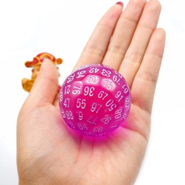 Bescon Translucent Polyhedral Dice 100 Sides Dice, Transparent D100 die, 100 Sided Cube, D100 Game Dice,100-Sided Cube of Purple