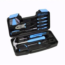 【520 Gift】39-Piece Comprehensive Household Hardware Kit - Durable Carbon Steel Manual Toolkit for DIY Projects and Home Repairs - Ideal for Handymen and Homeowners:_blue- 1set
