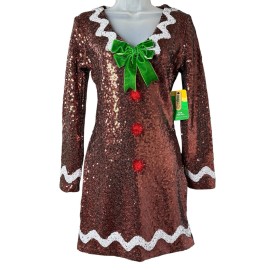 Tipsy Elves Bodycon Gingerbread Dress Sequin Holiday Party Christmas Size Small