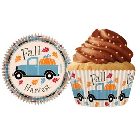 MADE IN USA Pack of 144 Thick Grease Resistant Fluted Cupcake Liners (Thanksgiving Fall Harvest)
