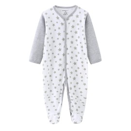Kiddiezoom Newborn Baby Rompers Snug Fit Footed Cotton Pajamas Long Sleeve One-Piece Sleepsuit