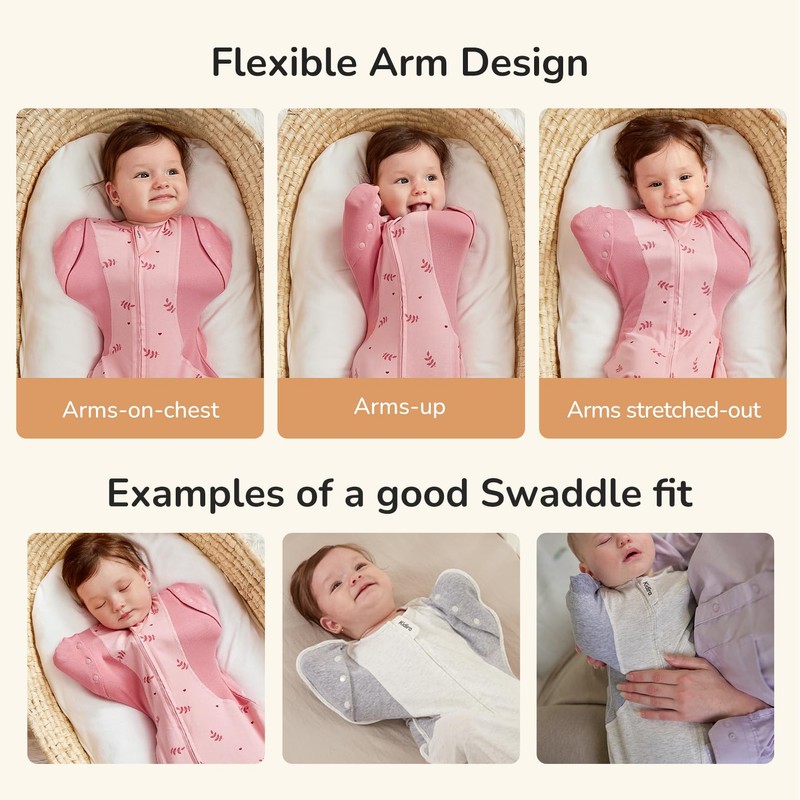 Transition Swaddle Sleep Sack, 3-6 Months, 12-18 lb, Arms In/Out,