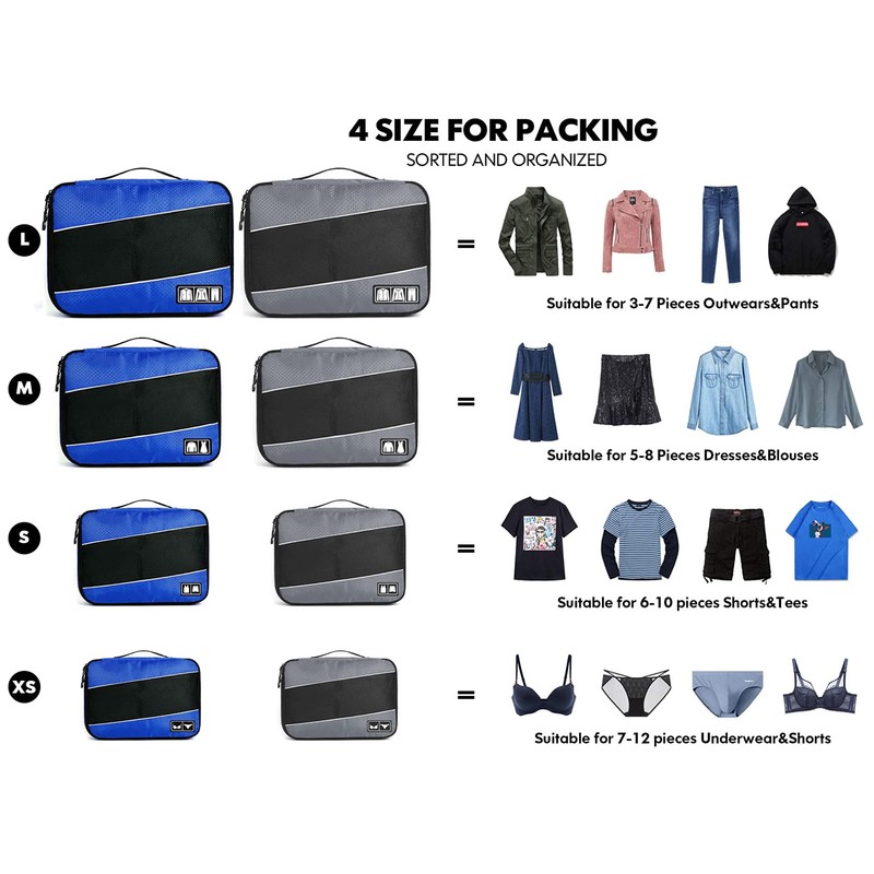 Voniry 8 Packing Cubes Waterproof Mesh Travel Luggage Bags Organizer