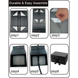 Black Gift Box with Bow, 23 x 17 x 7 cm, Reusable Gift Box, Gift Box, Packaging Box