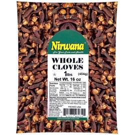 Nirwana Cloves Whole 1 lb | 16 oz | Laung | Clavo | (454g) Premium Quality for Cooking, Baking, and Beverages, Hand Selected, Spice ~ All Natural | Ideal for Spices, Seasoning, and Home Remedies Pouch by Nirwana