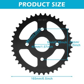 40/41/420 Chain 40T Tooth Mini Bike Sprocket 40mm Bore, Compatible with C-oleman BT200X CT200U CT200U-EX Baja Warrior TrailMaster Massimo MB165 MB200, etc.(Color:Black)