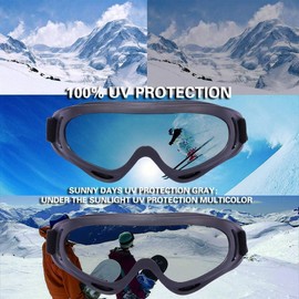 Aywenny Ski Goggles, Motorcycle Goggles, 2 Pack Snowboard Goggles for Men, Women, Youth, Kids, Boys or Girls,UV Protection Foam Anti-Scratch Dustproof
