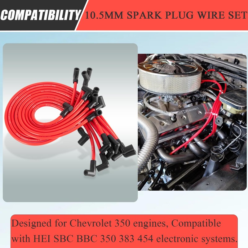 HOOTO High Performance 10.5mm Spark Plug Wires Set Fit for