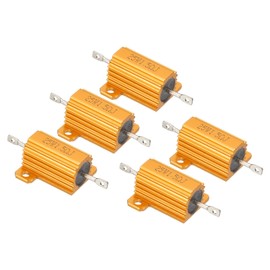 PATIKIL 25 W 1.5 Ohm Aluminium Casing Wirewound Resistor, Pack of 5 Aluminium Casing Resistance Housing Case with Screws Wire Wound Resistors Power Resistance 5% Tolerance, Golden