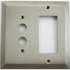 Satin Nickel Deco Step Style 2 Gang Wall Plate - 1 Push Button Switch 1 GFI/Rocker Opening