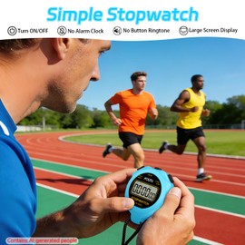 2Pack Simple Basic Stopwatch Timer, Pure Silent Stop Watch with On/Off