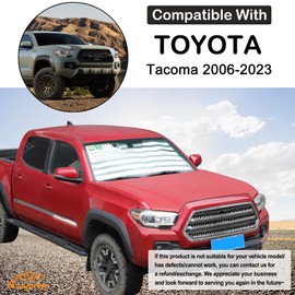 Aunginsy Car Front Windshield Sunshade Compatible with Toyota Tacoma 2006-2024 Windshield Sunshades Foldable Reflective Sun Visor for UV Rays and Sun Heat Protection Car USA Flag Pattern Accessories