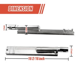 BTCDR 4 Sets Heavy Duty Cast Stainless Steel Grill Burners for Bull, Premium Gas Grill Burner Replacements for Bull, Cal Flame, Blaze, Aussie, Bakers & Chefs, Turbo, Thermos, Nexgrill,16-1/8 inch