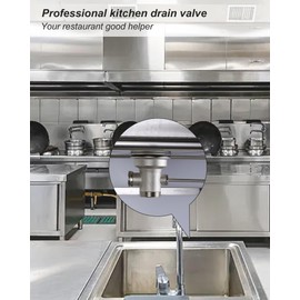 iVIGA Commercial Sink Drain: 3-1/2" Sink Opening Waste Drain Valve - Brass Kitchen Sink Drain With Twist Handle - Commercial Sink Stopper Prevents Sink Clogged Overflow For Restaurant Multi-Basin Sink
