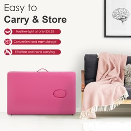 FDW Massage Bed Portable Massage Table 24 inche Wide Lash Bed 2 Folding Heigh Adjustable Spa Tables Foldable with Towel Hanger Oil Pouch Half Bolster Round Bolster Non-Woven Bag