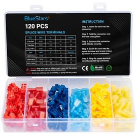 BlueStars 120 PCS T-Tap Splice Wire Terminals and Male Quick Disconnect Spade, Electrical Connectors Kit, Self-Stripping Quick Splice Disconnect Wire Terminals with Storage Case