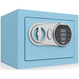 Goldenkey Small Safe Box for Money, Digital Safe Box with Keys&Code for Cash and Coin, Mini Safe for Kids Personal Items for Home, 6.69"D x 9.05"W x 6.69"H, 0.236 Cu.Ft.