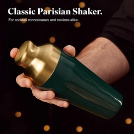 VonShef Cocktail Shaker Set, Gold & Green 6pc Set with Parisian Cocktail Shaker, Bartender Kit w/ Strainer, Muddler, Jigger & More, Gift Box Included