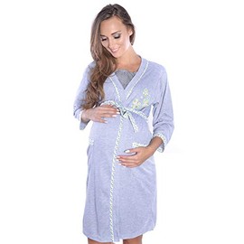 Mija Maternity Fashion Beautiful Dressing Gown Dressing Gown 2067 - Green - XX-Large