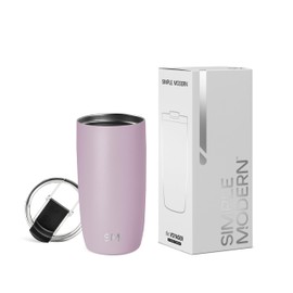 Simple Modern Taza de Café para Viajes con Tapa Abatible | Taza de Café Helado de Acero Inoxidable Aislada | Regalos para Mujeres & Hombres | Voyager Colección | 470ml | Lavender Mist