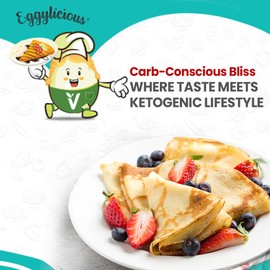 Eggylicious Vegan Keto Crepe Mix 1 lbs 8 oz (680 gm) | Fluffy, Quick & Easy Grain Free Breakfast | Protein-Rich, Easy to Prepare | Just Add Milk/Water | Gluten Free, Non-Bioengineered