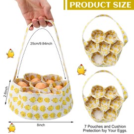 2 Pieces Egg Bags Egg Basket Mini Egg Collecting Basket Egg Gathering Basket with 7 Pouches for Farmhouse Chicken Hen Duck Goose Housewife Garden Transporting Storage, 8 x 2.6 Inch (Pretty)