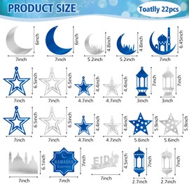 Yisong 30 Pcs Eid Mubarak Decorations Ramadan Kareem Hanging Swirls Ramadan Swirls Decorations Eid Ceiling Hanging Streamers for Mubarak Al-fitr Party Supplies Decoration(Blue)