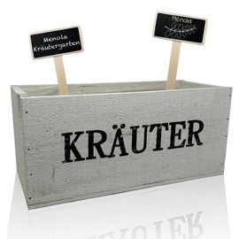 Menola Herb Box with 2 x Herb Signs, White, Herb Garden for the Windowsill, Balcony and Patio, Kitchen Herb Pot as Kitchen Decoration