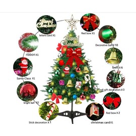 Mini Christmas Tree, Artificial Christmas Tree with Ornaments, Mini Christmas Tree for Table, Small Christmas Tree, Christmas Decoration, Christmas Tree for Desk, Table, Office Decoration, 60 cm